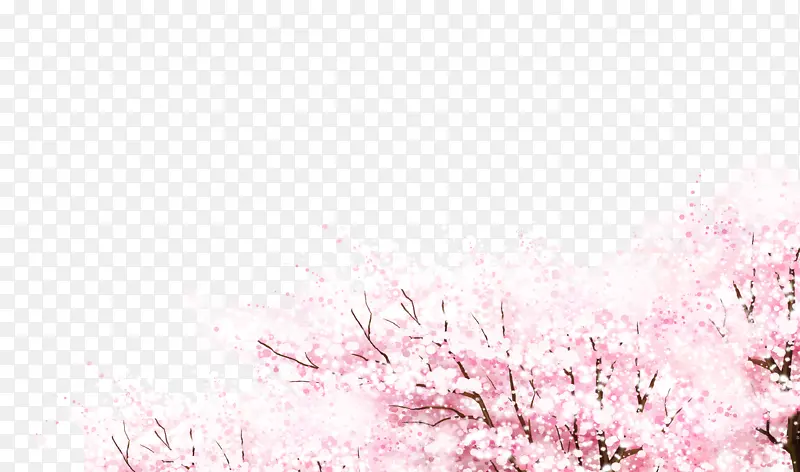 水彩樱花树装饰图案