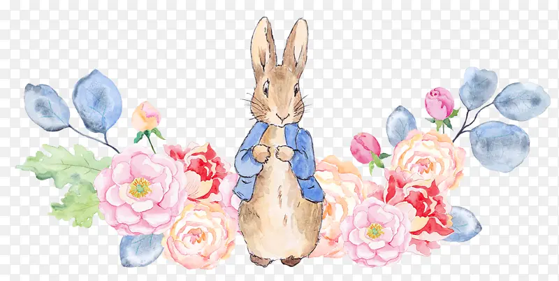 可爱的花卉兔子