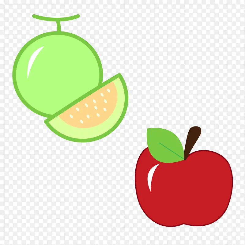 卡通水果苹果哈密瓜矢量图