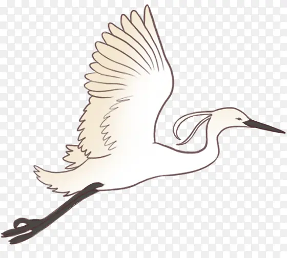 飞鸟白鹭国风手绘