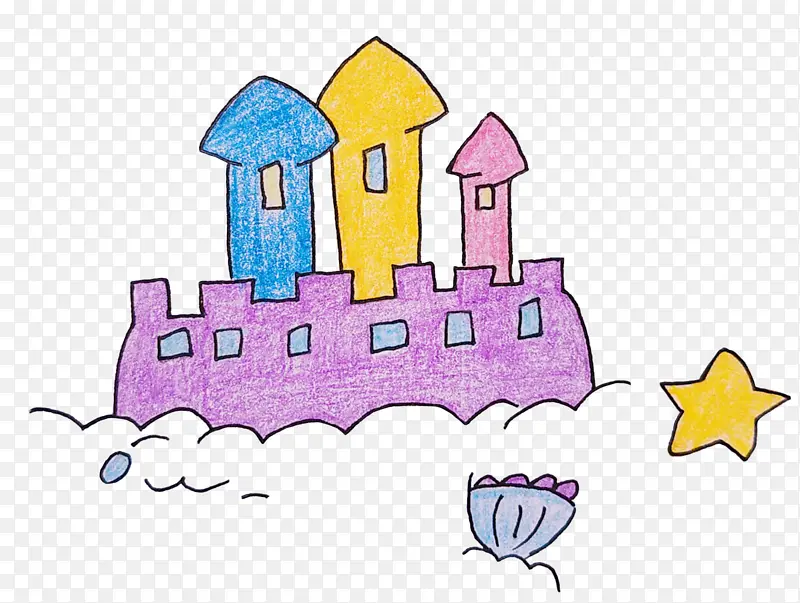 创意手绘卡通房子沙滩城堡
