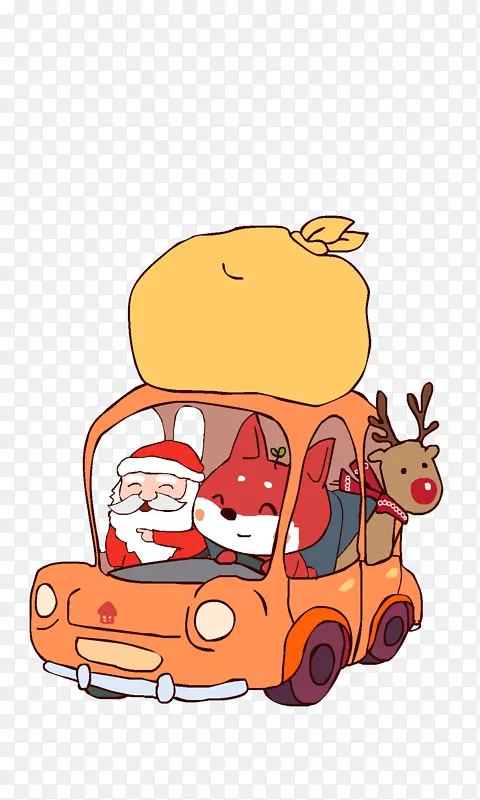 小狐狸开车圣诞节卡通形象