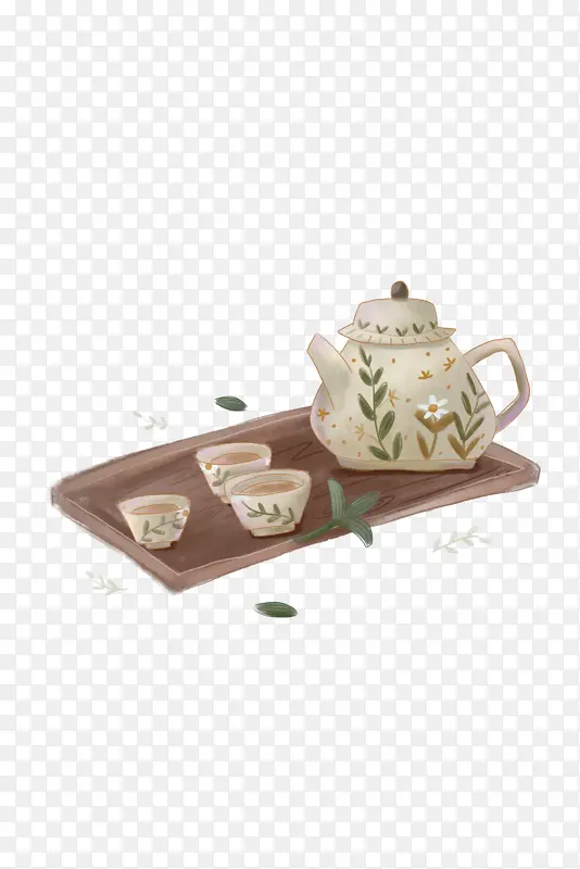 古风国潮茶水茶壶手绘