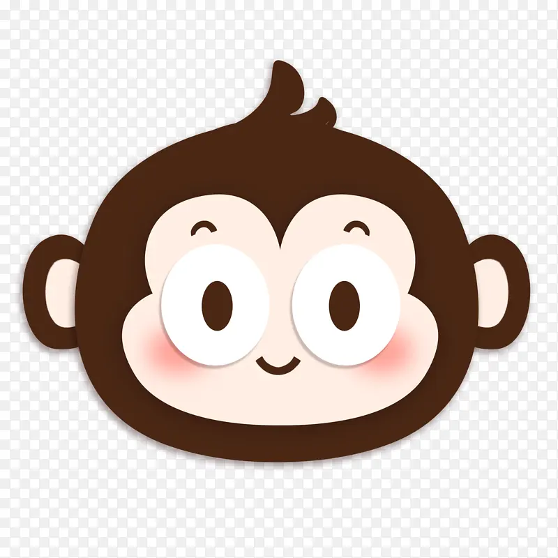 卡通手绘动物肖像可爱Q版猴子