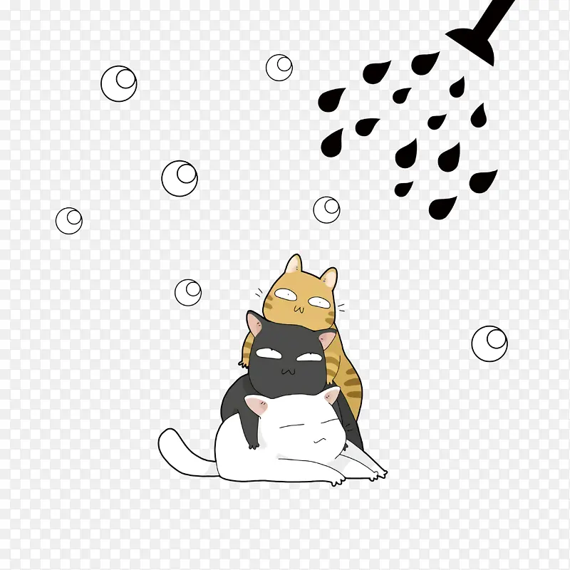 卡通动物猫咪洗澡可爱清晰