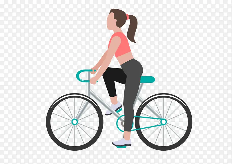 骑自行车健身的女孩