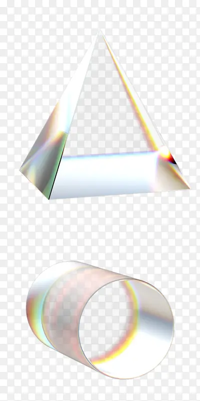 立体水晶透明金边圆和三角