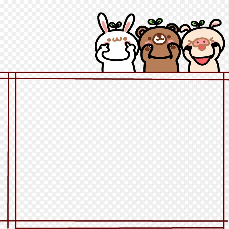 三只动物边框插画