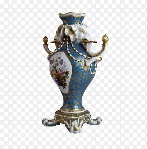 花瓶 装饰物 蓝色 大象