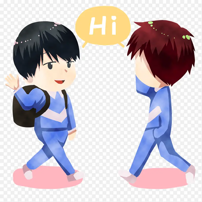 开学打招呼卡通动作