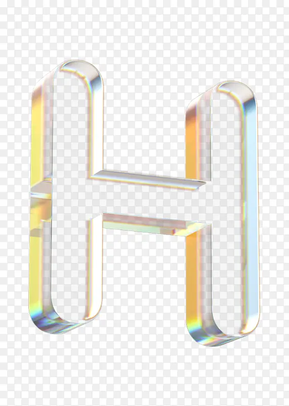 立体水晶透明金边字母H