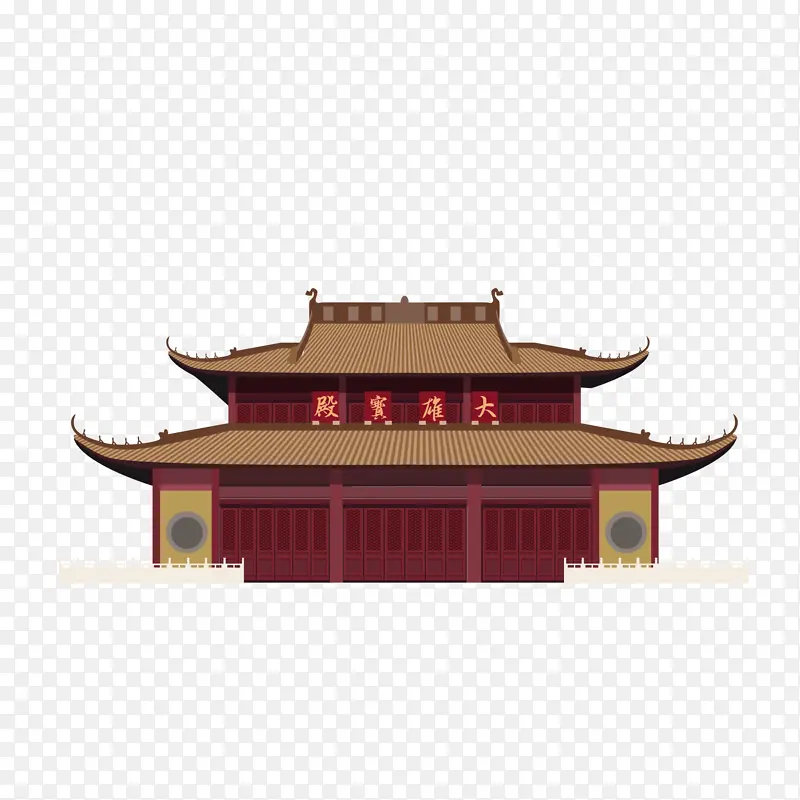 卡通手绘大雄宝殿可商用元素