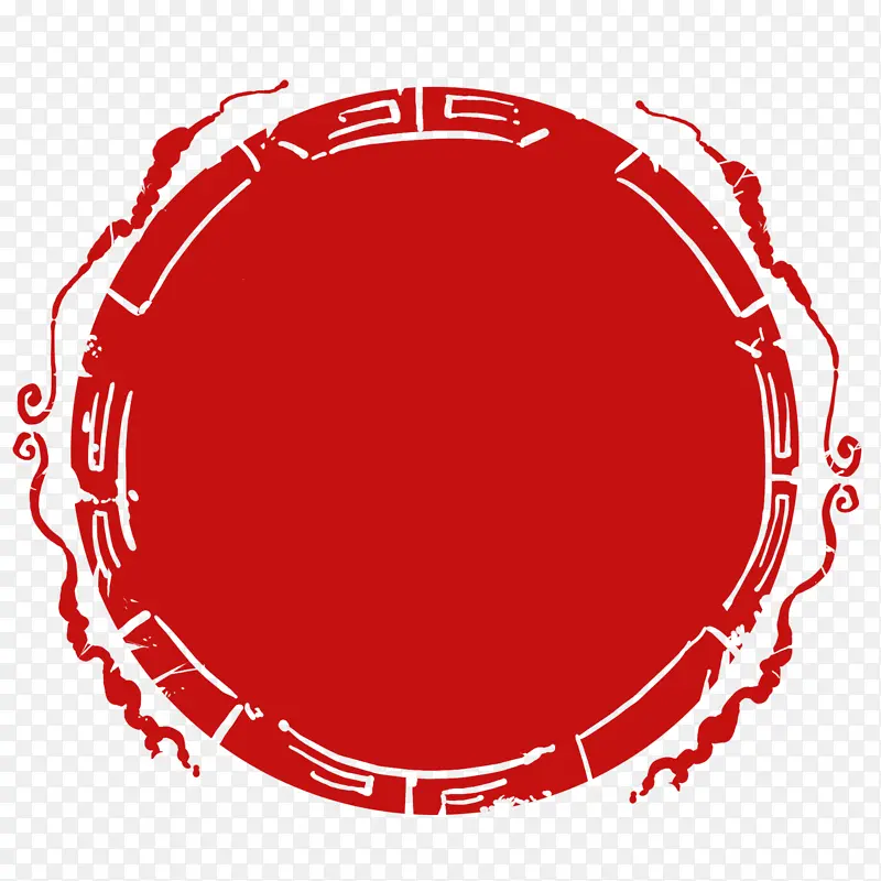 红色古风圆形印章