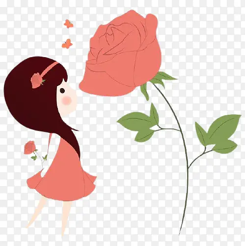 小女孩 玫瑰花
