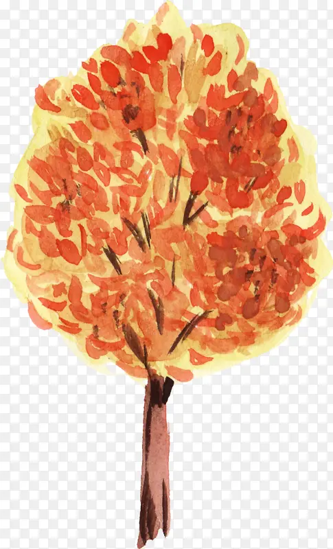 手绘高清水彩中国风秋天的树