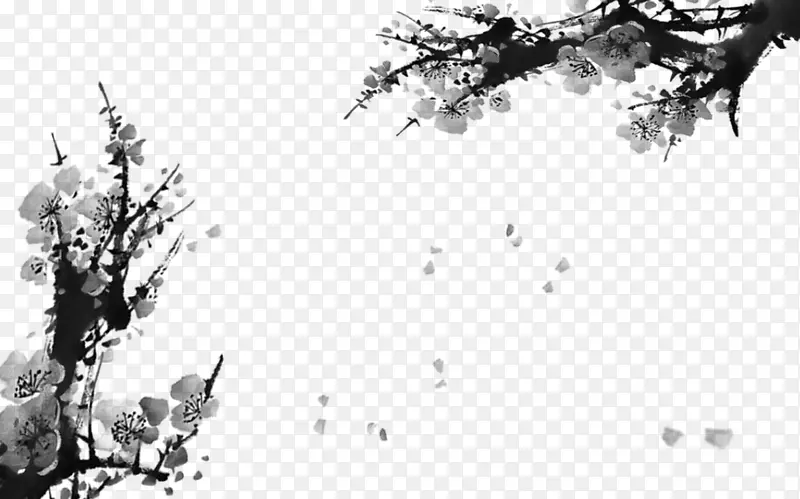梅花飘落矢量