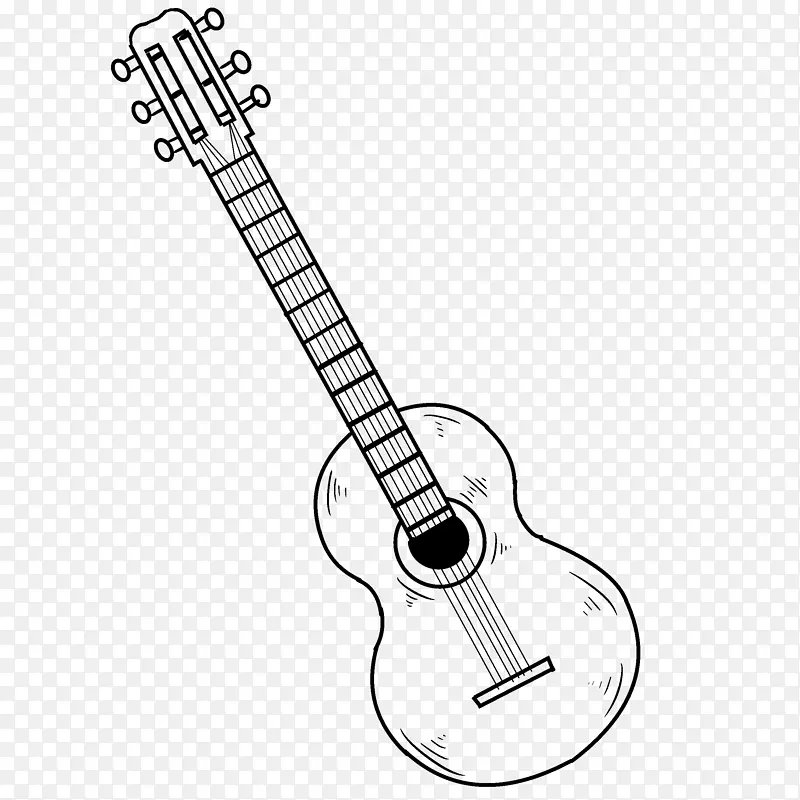 线描吉他乐器插画
