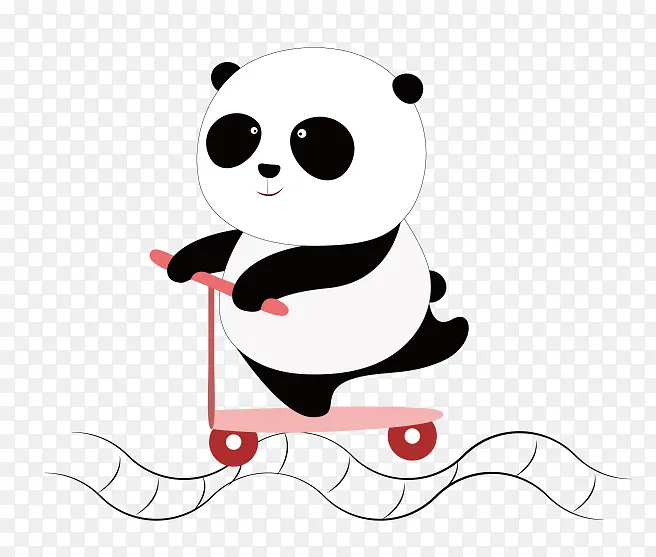 卡通手绘小熊猫滑板可爱