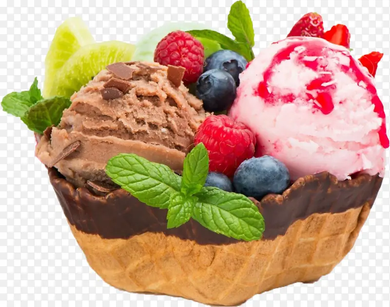 草莓蓝莓冰淇淋球