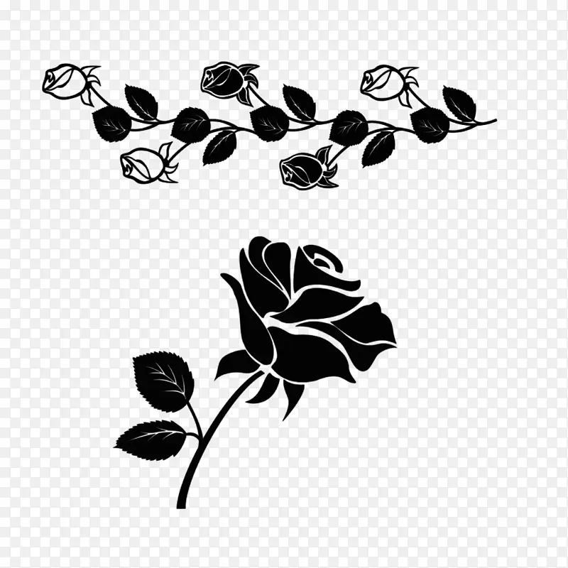 黑色玫瑰花纹装饰