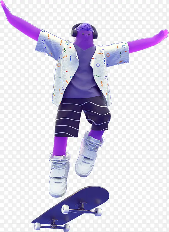 C4D 人物 玩 滑板