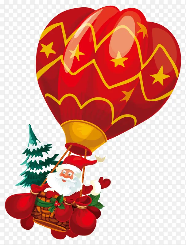 圣诞，圣诞老人，圣诞树，热气球