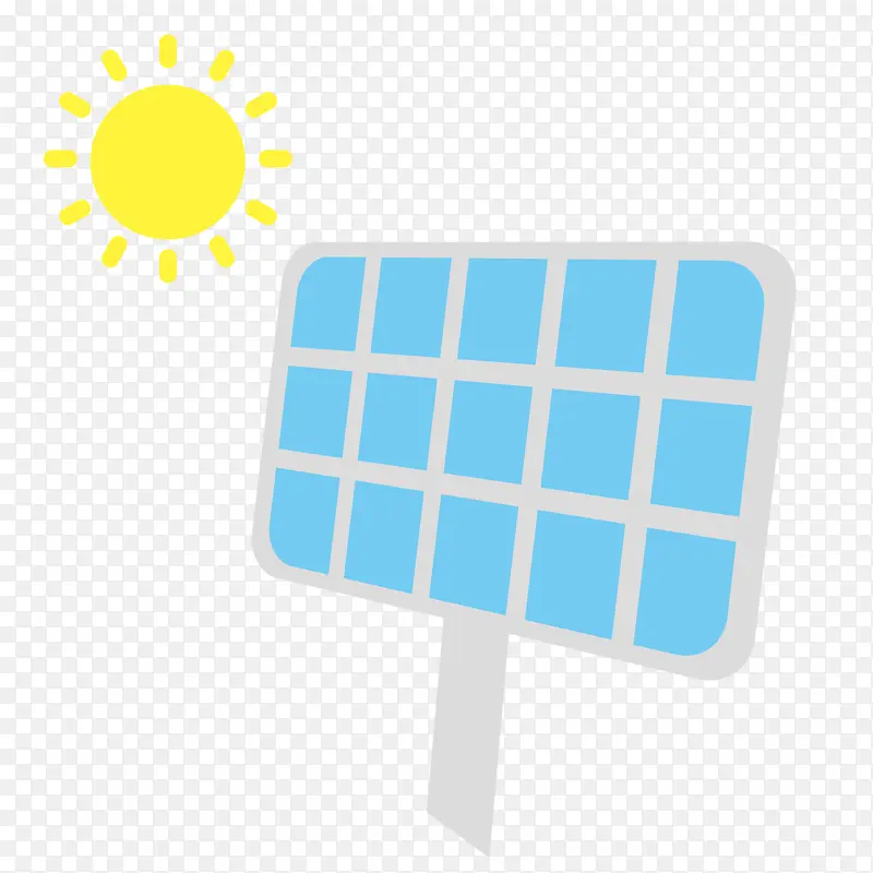 太阳和太阳能板手绘图