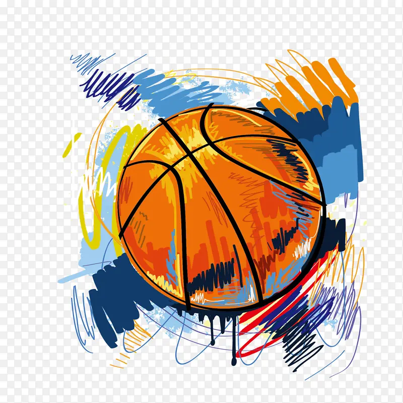 篮球涂鸦插画矢量素材