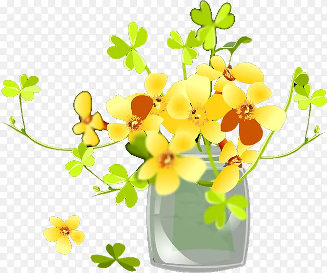 花瓶 野花 花草 黄色