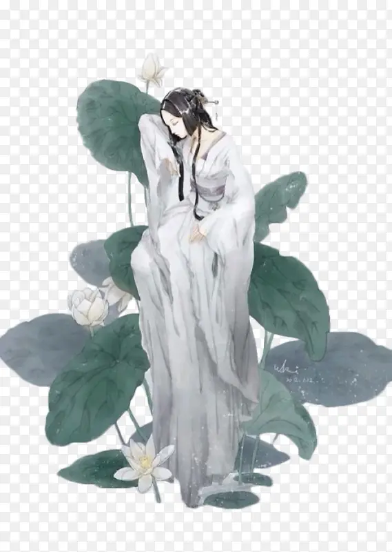 荷叶莲花古小仙女