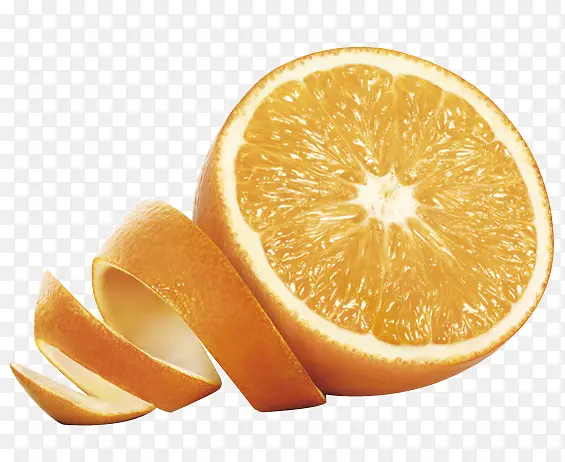 橙子 剥皮 水果 一个