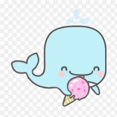 鲸鱼卡通吃冰激凌可爱免抠