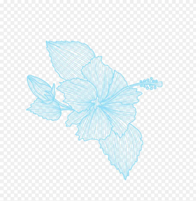 浅蓝色手绘清新花朵