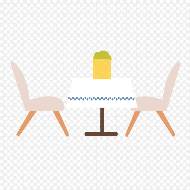 手绘卡通扁平化餐桌和椅子元素