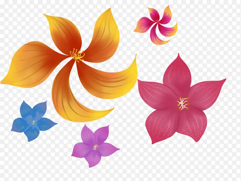 手绘植物彩色花朵