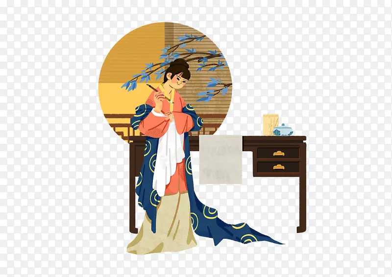 古风手绘插画元素侍女PNG图片素材下载_图片编号ykmmlvew-免抠素材网