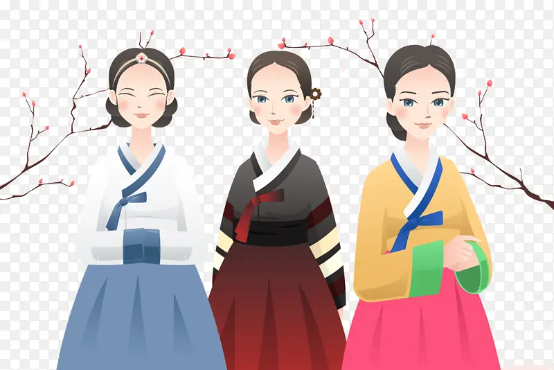 身穿韩国传统服饰的妇女