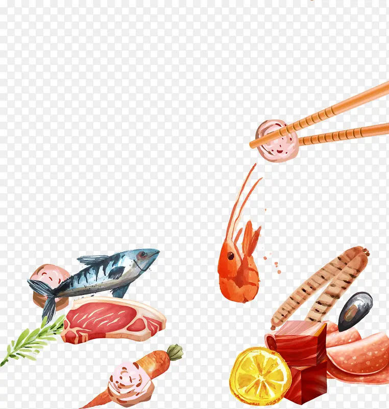 手绘食物插画素材国风