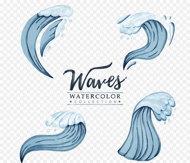 国潮动漫手绘海浪水浪花