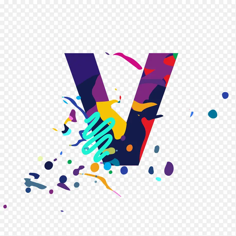 艺术彩色设计字母V