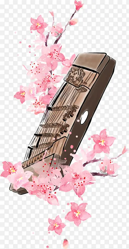 古风手绘乐器插画扬琴