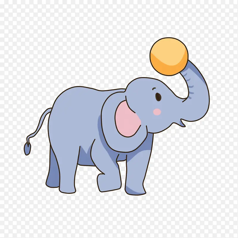 卡通动物大象玩球