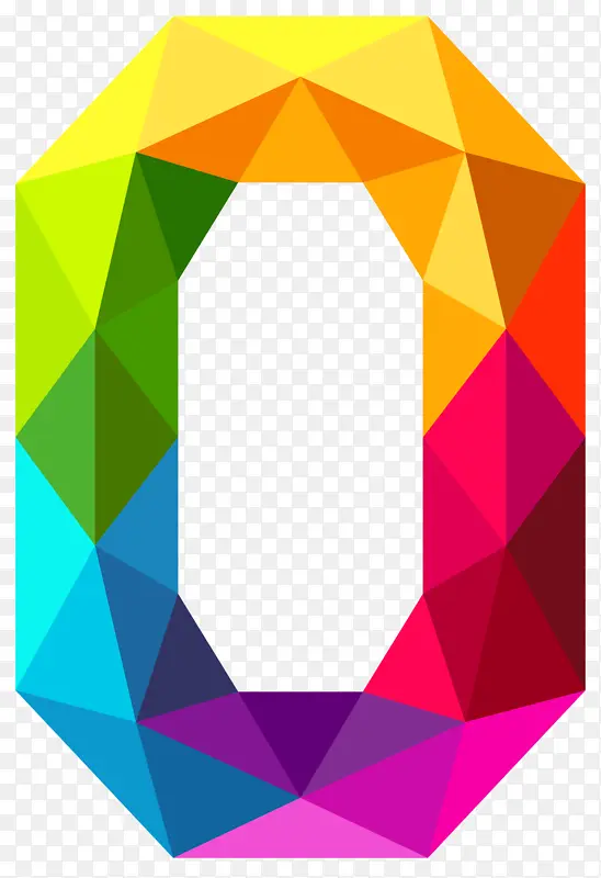彩色几何拼贴数字0