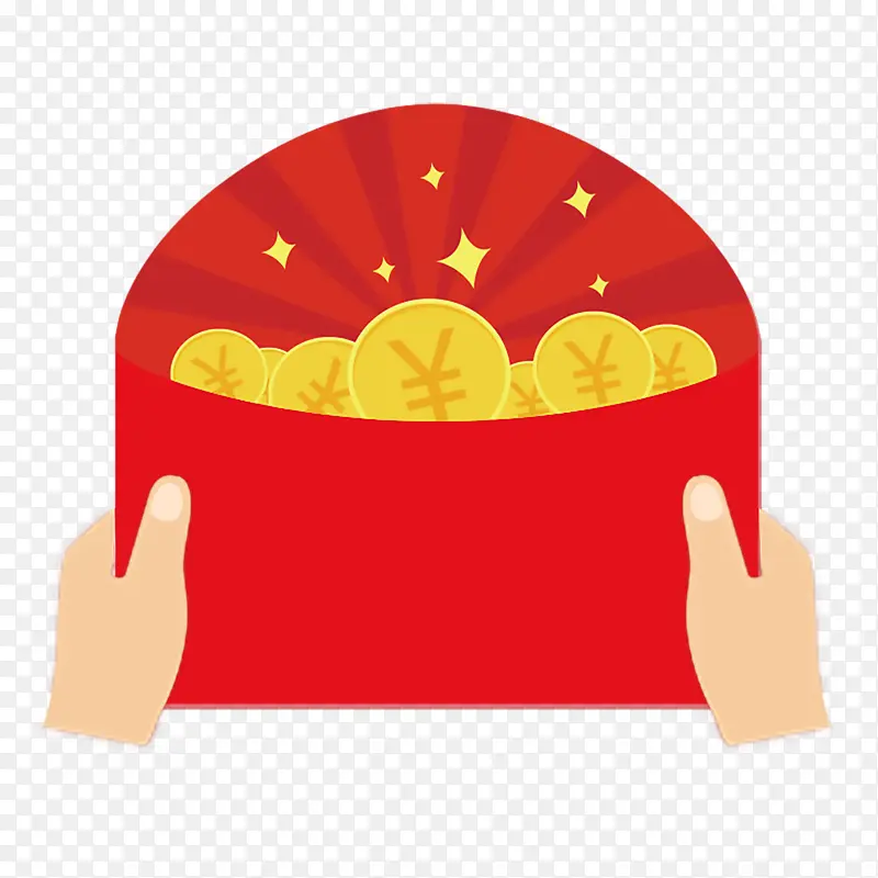 手拿红包 红色 金币 素材