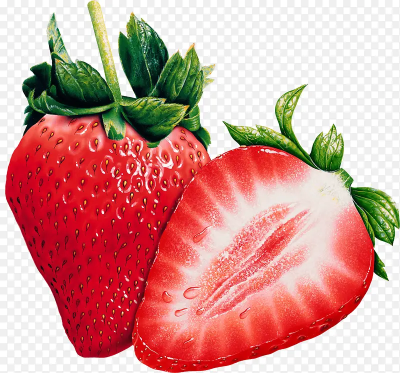 新鲜切开的草莓