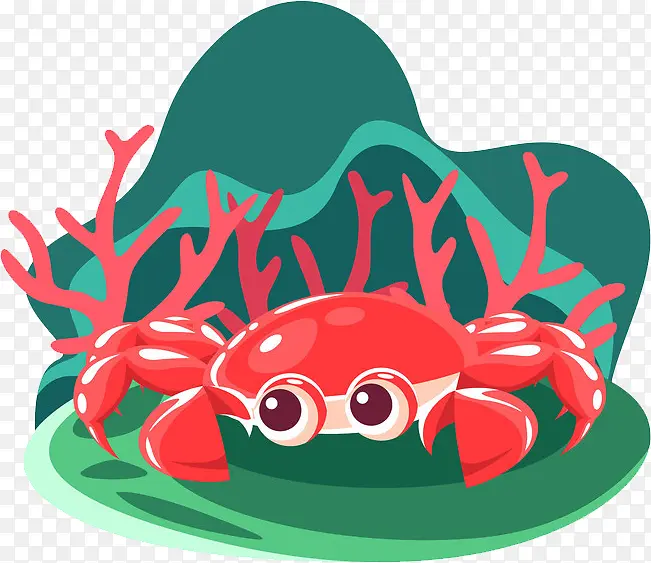 海底的螃蟹插画元素