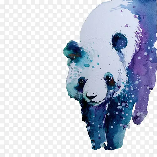 国宝熊猫水墨彩色图片