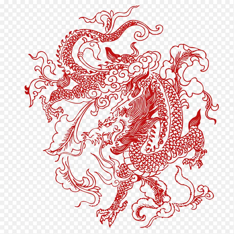 龙图案中国龙剪纸元素
