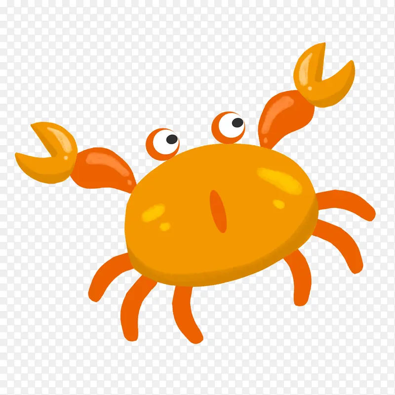 手绘海鲜黄色的螃蟹插画