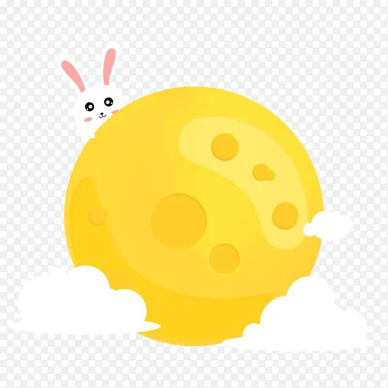 中秋节日月亮云彩月兔夜空矢量可爱卡通素材